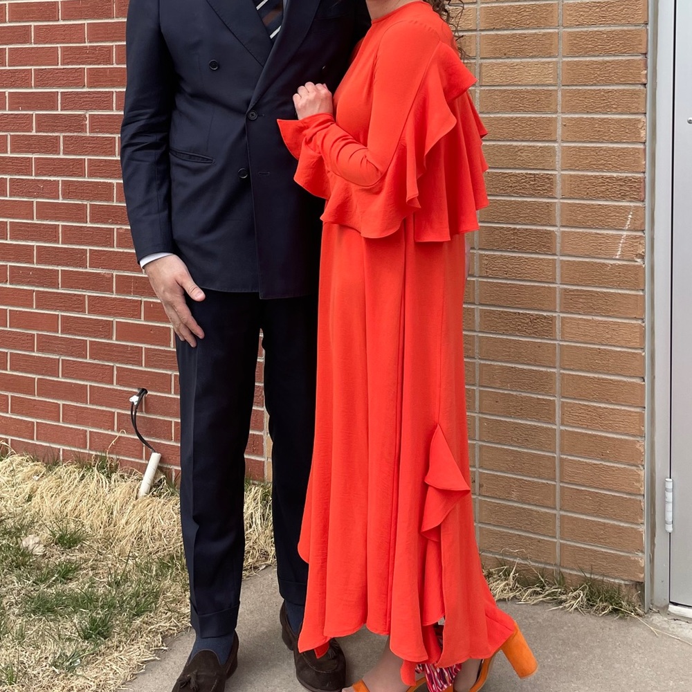Orange Zara Ruffled Dress